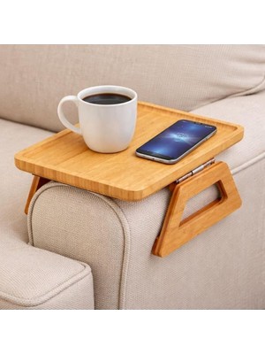 MSP Koltuk Kenarı Sehpası Yan Kolçak Sehpası Servis Tepsisi 33 * 23 cm Kahverengi 33 x 23