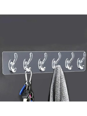 MSP Toptan Şeffaf Duvar Askısı 5'li Iz Bırakmayan Güçlü Yapışkanlı Banyo Mutfak Düzenleyici Kanca Askılık
