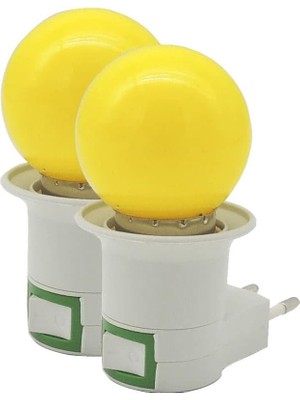 MSP LED Gece Lambası E27 Duy Hediyeli 1W Tasarruflu Sarı 2 Adet