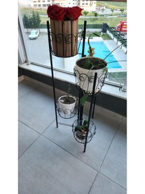 MSP Metal 5'li Saksılık - Siyah - 100 cm Yükseklik - Kurulumsuz Boyalı Dekoratif Bitki Standı