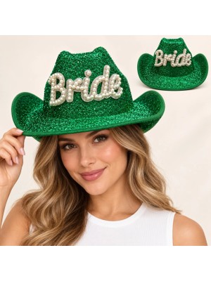 Givoria Yeşil Bride Gelin Şapkası – Parıltılı Bekarlığa Veda Şapkası GLX8994FJ5