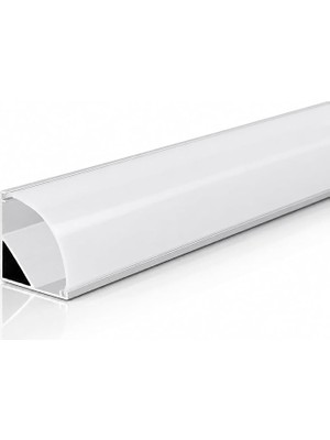 MSP Köşe LED Profil 2 Metre 16X16 mm 45° Eloksallı Alüminyum Kavisli Opal Difüzörlü Sıva Üstü Şerit LED Kanalı