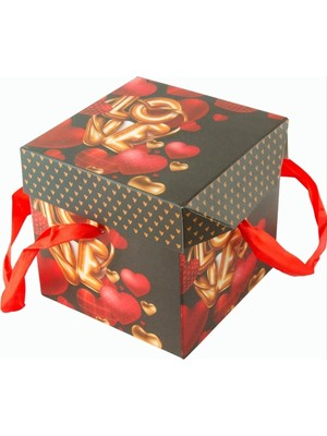 Givoria Love Yazılı Simli Kare Hediyelik Kutu 22 cm HCX94553