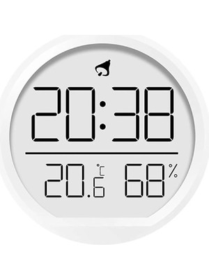 MSP LCD Yuvarlak Duvar Masa Saati Mıknatıslı Buzdolabı Saati, Alarm + Sıcaklık & Nem Göstergeli