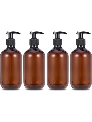 MSP 4 Adet 500 ml Sıvı Sabunluk Pompalı Plastik, Losyon Dispenseri, Boş Şişe, Siyah Losyon Pompalı, Losyon, Duş Jeli, El Sabunu Için Dağıtıcı