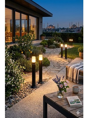 MSP Adet Galata 80 cm Bahçe Aydınlatma Direği - E27 Duy, IP54 Su Geçirmez, Siyah Patika ve Yol Aydınlatma Armatürü, Zita Yerli Üretim Yanmaz Kırılmaz Gövde (Ampul Hariç) (UG-ZT-0273-80)