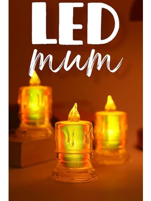 MSP Adet LED Mum Simli Tipi Pil Dahil Dumansız Alev Ledli Yapay Dekoratif Mum Işığı Orta PT421