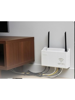 MSP Dekoratif Modem ve Kablo Saklama Kutusu - Duvara Monte Edilebilir Plastik Router Gizleyici, Ev ve Ofis Için Düzenleyici Wi-Fi Kutusu (25X15X6 Cm) - Beyaz