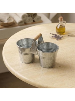 MSP Saksılık Metal 10 cm - Dekoratif Çiçeklik Kova ve Çok Amaçlı Düzenleyici (Galvaniz)