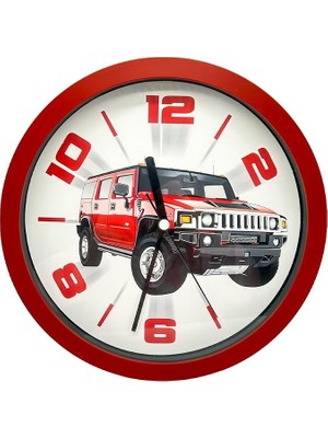 MSP Serisi Jeep Desenli Kırmızıduvar Saati 25 cm