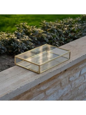 MSP Pirinç Gold Cam Kapaklı Takı Aksesuar Çikolata Fotoğraf Kutusu El Yapımı Dekoratif