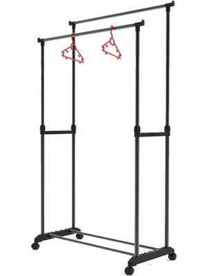MSP Shore Duo Yükseklik Ayarlı Tekerlekli Eşek Metal Askılık - Vestiyer Portmanto - 18004