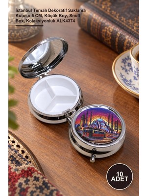 Yenilig 10 Adet Enfiye Kutusu – Istanbul Temalı Dekoratif Saklama Kutusu 5 Cm, Küçük Boy, Snuff Box, Luk ALK4374