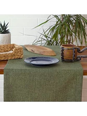 aklow akyoleticaret Düz Keten Yeşil Runner 40X140 cm 40X140 Yeşil
