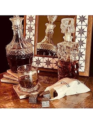 aklow akyoleticaret Soğutucu; 9 Adet Viski Soğutma Taşı Seti Viski Taşı Kesesi Doğal Granit Premium Hediyelik Taş, Pinecone, 2 x 2