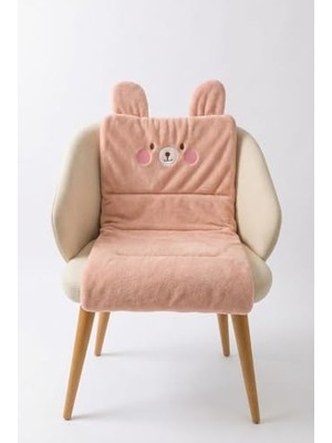 aklow akyoleticaret Ayıcık Emojili Peluş Sandalye ve Koltuk Minderi; 65X42 Cm, Lastikli Sırt Destekli Minder, Yumuşak Peluş Kumaş, Arkası Lastikli Tasarım, Ev ve Ofis Sandalyeleri Için Oturma Minderi (Pembe)