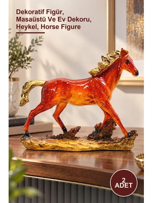 Yenilig 2 Adet Polyester At Figürü – Dekoratif Figür, Masaüstü ve Ev Dekoru, Heykel, Horse Figure
