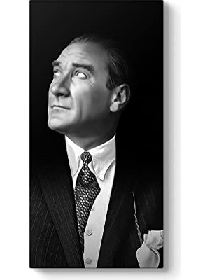 aklow akyoleticaret Siyah Beyaz Atatürk Portresi Kanvas Tablo 30 x 60