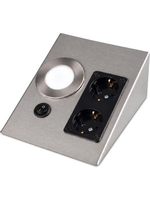 aklow akyoleticaret 5W Çift Prizli Saten Tezgah Armatürü Cata CT-5109B - 6400K Beyaz, 6400K Beyaz Işık Veren, Mutfak Aletleriniz Için Iki Adet Priz Barındıran Estetik Saten Armatür