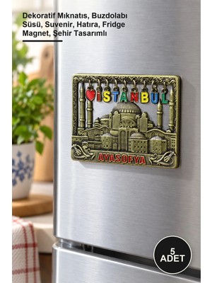Yenilig 5 Adet Sarkaçlı Istanbul Temalı Magnet – Dekoratif Mıknatıs, Buzdolabı Süsü, Suvenir, Hatıra, Fridge Magnet, Şehir Tasarımlı