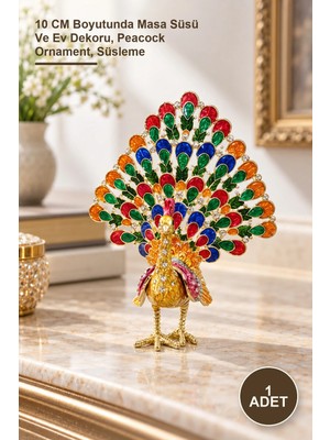 Yenilig 1 Adet Tavuskuşu Dekoratif Figür – 10 cm Boyutunda Masa Süsü ve Ev Dekoru, Peacock Ornament, Süsleme