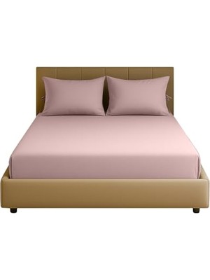 aklow akyoleticaret %100 Pamuk 62 Tel (155 Tc) Battal Boy Düz Çarşaf Seti – 280X280 cm (Pudra)