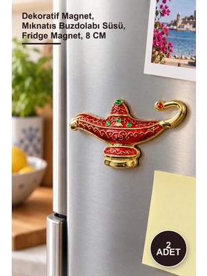 Yenilig 2 Adet Alaatın Sihirli Lambası Magnet – Dekoratif Magnet, Mıknatıs Buzdolabı Süsü, Fridge Magnet, 8 cm