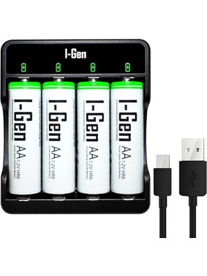 aklow akyoleticaret G427 4'lü Pil Şarj Aleti + 4 Adet Aa 2700 Mah Kalem Pil 1.2V Ni-Mh Set