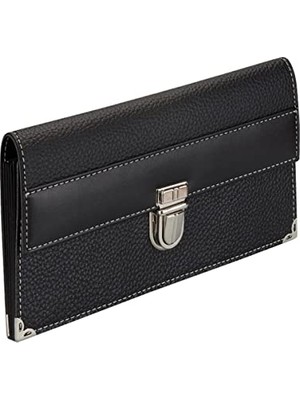 aklow akyoleticaret Çek ve Senet Portföyü Unisex Mini Bag Organizer 13 Cepli Vegan 13,5X24 Cm., Siyah