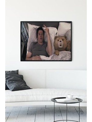 aklow akyoleticaret (PSTER9990) Ayı Teddy Eğlenceli Mizahi Çerçeveli Tablo (30 x 40 Cm)