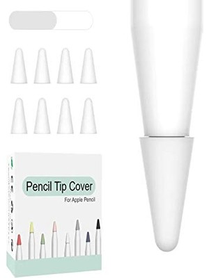aklow akyoleticaret Apple Pencil 1-2 Stylus Kalem Ucu Koruyucu 8in1 Set, Beyaz