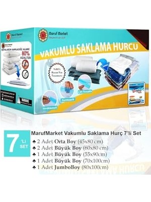 aklow akyoleticaret Beyyine Home Yüksek Kaliteli 7'li Vakumlu Saklama Hurc Seti-4 (Yastık - Elbise - Battaniye-Yorgan Hurcu) Vakum 7'li4