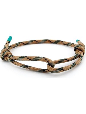 aklow akyoleticaret Kahve Yeşil Paracord Ayarlanabiir Bağlama Erkek Bileklik M050F