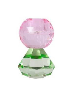 aklow akyoleticaret Bebek Pembesi ve Nane Renkli Kristal Mum Tutucu, 10X6 cm