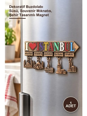 Yenilig 1 Adet Istanbul Temalı Metal Magnet – Dekoratif Buzdolabı Süsü, Souvenir Mıknatıs, Şehir Tasarımlı Magnet