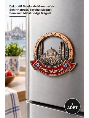 Yenilig 3 Adet Istanbul Temalı Metal Magnet – Dekoratif Buzdolabı Mıknatısı ve Şehir Hatırası, Seyahat Magnet, Souvenir, Metal Fridge Magnet