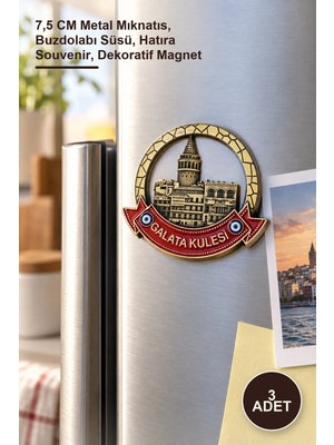 Yenilig 3 Adet Istanbul Temalı Metal Magnet – 7,5 cm Metal Mıknatıs, Buzdolabı Süsü, Hatıra Souvenir, Dekoratif Magnet