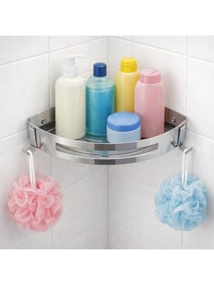 Mey İthalat Banyo Köşe Rafı 304 Paslanmaz Çelik Şampuanlık 23X23 cm KBK100