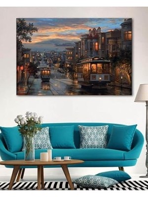 Mey İthalat Lona Sanat Istanbul Manzara Resimleri Duvar Dekorasyon Kanvas Tablo, Renkli 50 x 70
