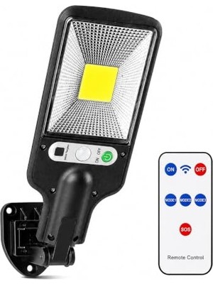 Mey İthalat Güneş Enerjili 30 Cob LED Dış Mekan Duvar Lambası, 120° Pır Hareket Sensörü, IP65 Su Geçirmez, Uzaktan Kumandalı, Kablosuz Solar Sistem, Bahçe ve Garaj Için