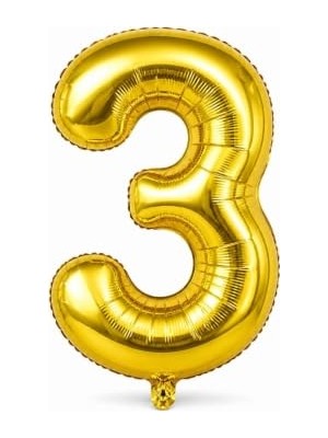 Mey İthalat 34 Inç Rakam Folyo Balon, Gold, Doğum Günü, Yıl Dönümü ve Özel Gün Parti Süsü, 1 Adet, 3