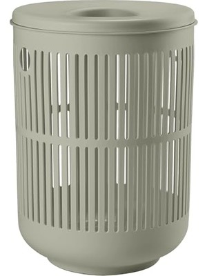 Mey İthalat Ume Kapaklı Çamaşır Sepeti, Çamaşır Torbası, Çamaşır Sepeti, Çap 40 Cm, Yükseklik 54 Cm, Okaliptüs (Yeşil)