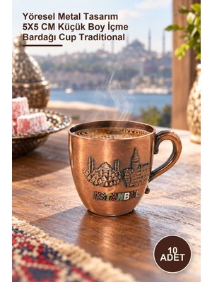 Yenilig 10 Adet Metal Istanbul Yöresel Bardak – Yöresel Metal Tasarım 5x5 cm Küçük Boy Içme Bardağı Cup Traditional