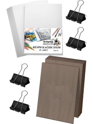 aklow akyoleticaret Karakalem Eskiz Çizim Seti Durolit Seti 35X50 cm Duralit 1 Adet 35X50 Resim Kağıdı 25 Adet Mandal Metal 4 Adet