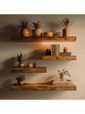 Mey İthalat Nest Woodtr Dekoratif Doğal Ahşap Tekli Raf Gizli Raf 80X15X4 Cm1 Adet, Çam Ağacı