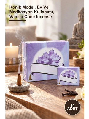 Yenilig 10 Adet Vanilla Aromalı Konik Tütsü – Konik Model, Ev ve Meditasyon Kullanımı, Vanilla Cone Incense