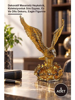 Yenilig 5 Adet Kartal Figürü – Dekoratif Masaüstü Heykelcik, Luk Süs Eşyası, Ev ve Ofis Dekoru, Eagle Figurine