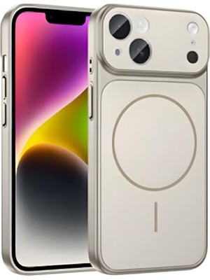 Mey İthalat Iphone 13-14 ile Uyumlu 17 Pro Görünümlü Magsafe Destekli Kablosuz Şarj Özellikli Kamera Lens Korumalı Şık Metal Görünümlü Telefon Kılıfı