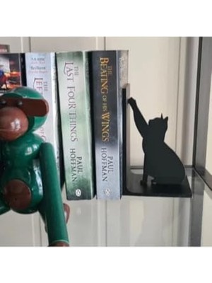 Trendexa Kara Kedi Figürlü Dekoratif Kitap Tutucu, Kitap Desteği, Kedili Kitaplık Süsü, Kitap Standı, DLCKV33