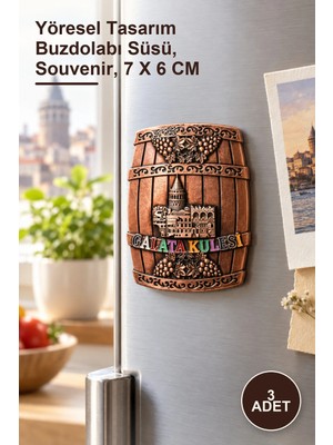 Yenilig 3 Adet Galata Kulesi Magnet – Yöresel Tasarım Buzdolabı Süsü, Souvenir, 7 x 6 cm